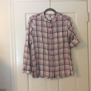Old Navy lilac & white plaid dress shirt